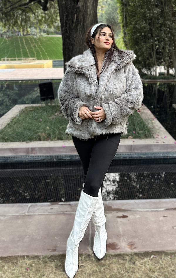 rooshy smoky snowfall fur jacket