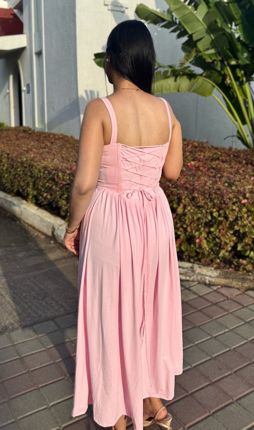 Rooshy pink solid corset frock