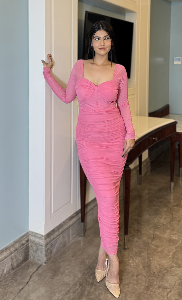 rooshy pink ruched Dress