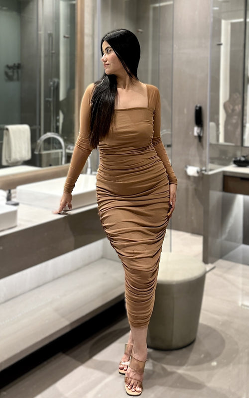 rooshy caramel fullsleeves dress