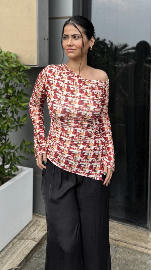 rooshy mesh print fullsleeves top