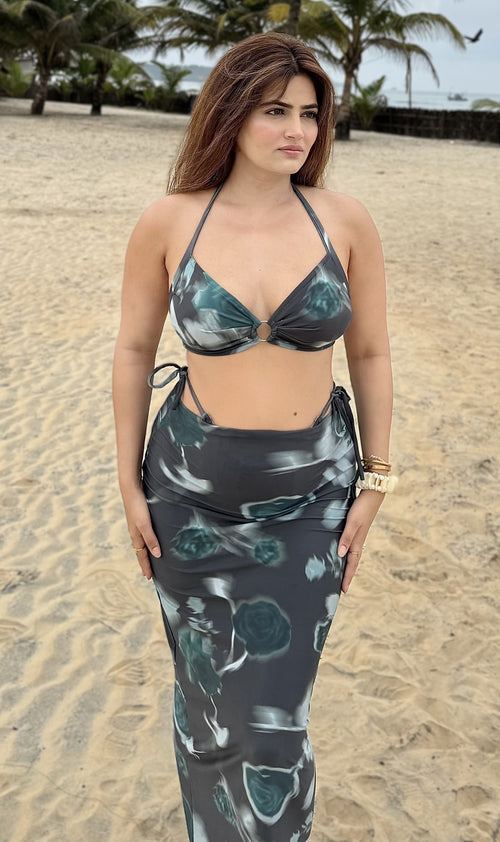 Rooshy long skirt coverup bikni set