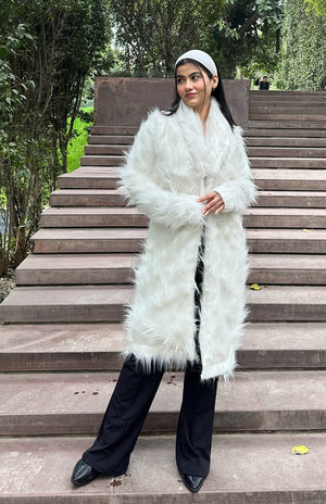 rooshy frosted ice white fur jacket