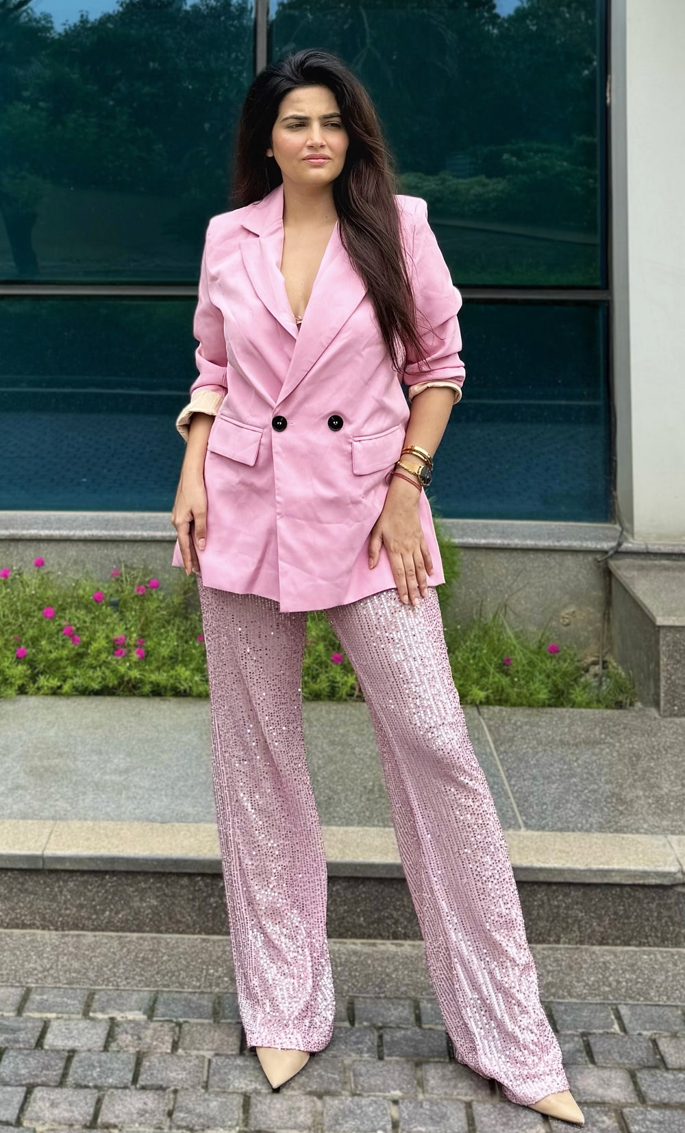 rooshy pink highwaist sequin pants