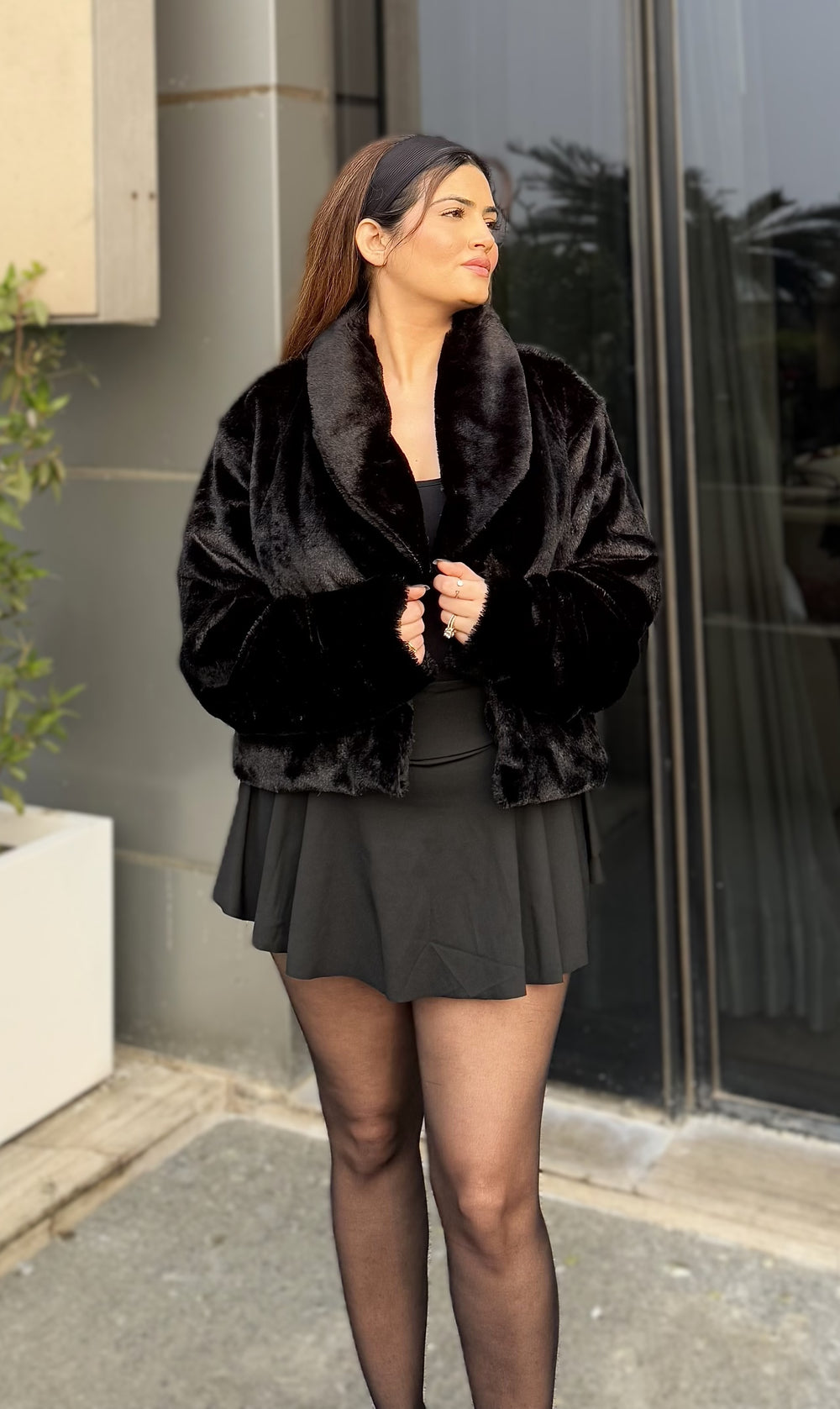 Rooshy black faux fur coat