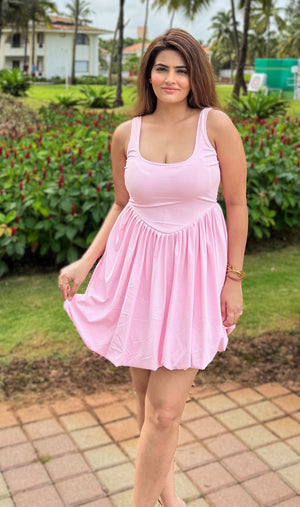 rooshy solid color square neck frock