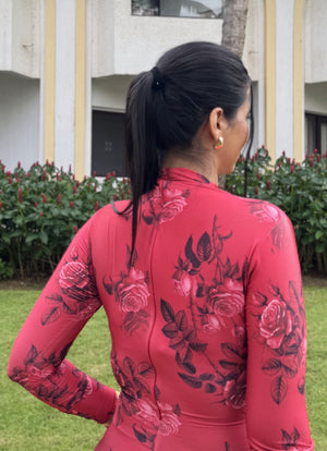 rooshy red print bodycon dress