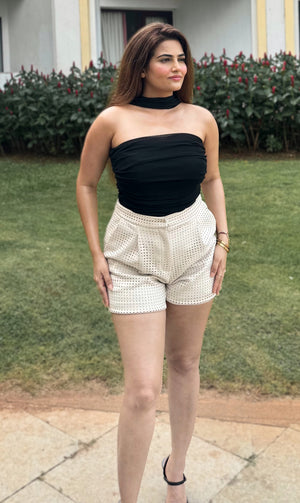 rooshy black layered scarf top