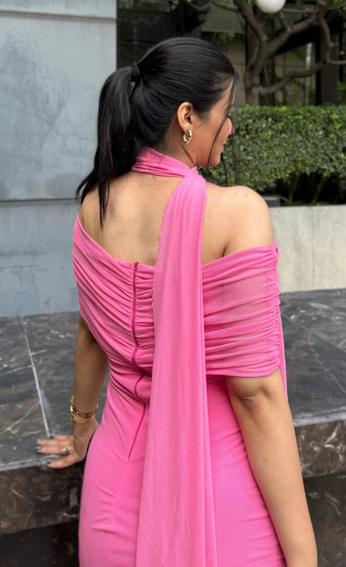 rooshy pink off shoulder dress