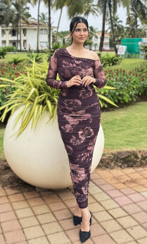 rooshy brown one sided dress
