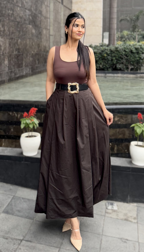 Rooshy A line brown skirt with pocket