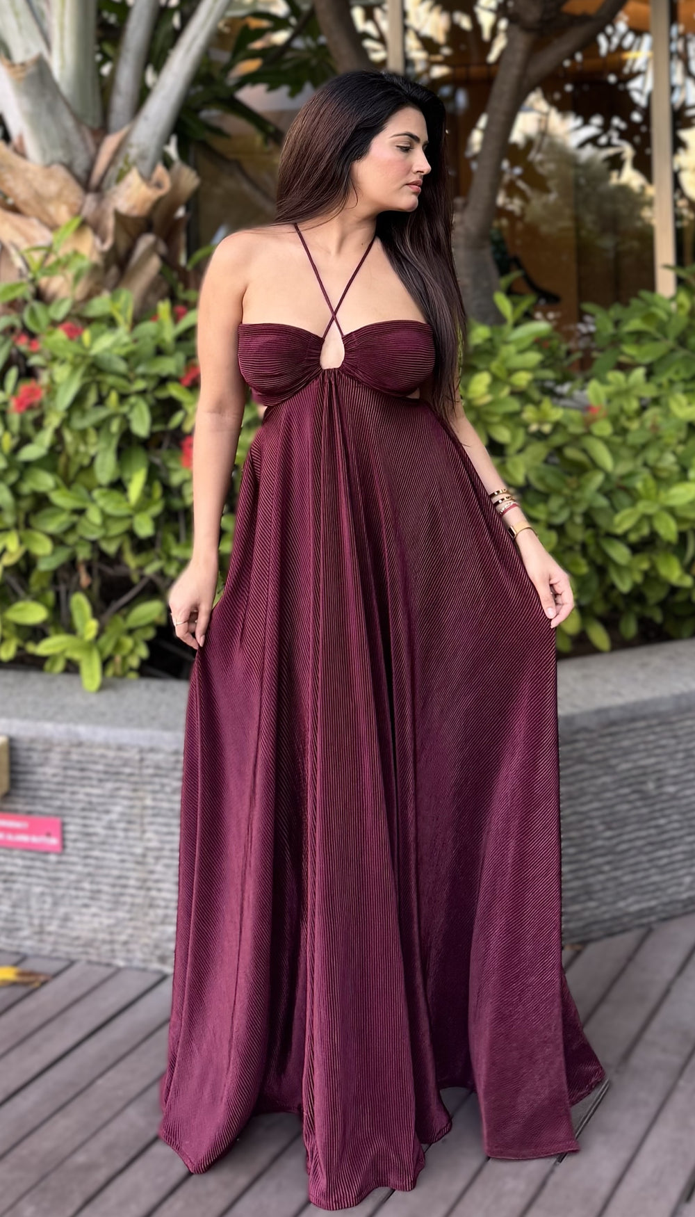 rooshy wine maxi dress