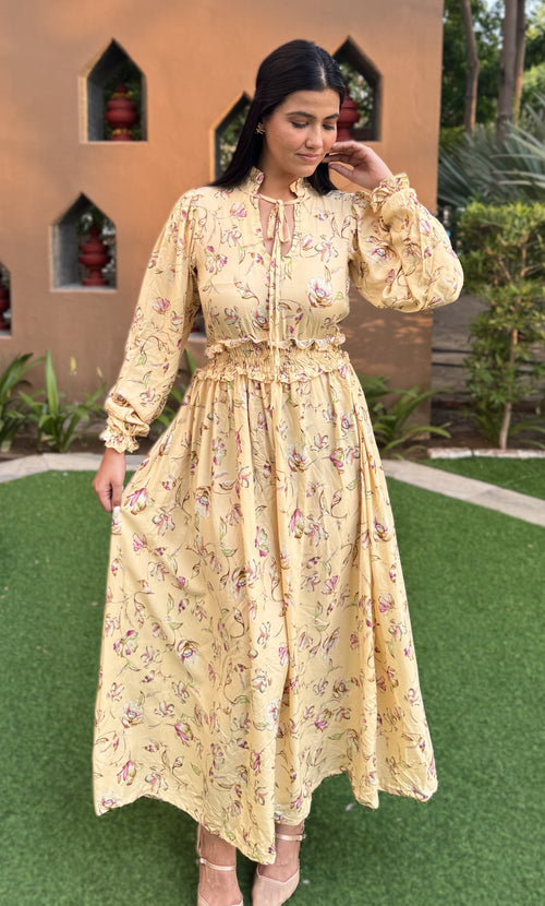 rooshy modest yellow cotton dress