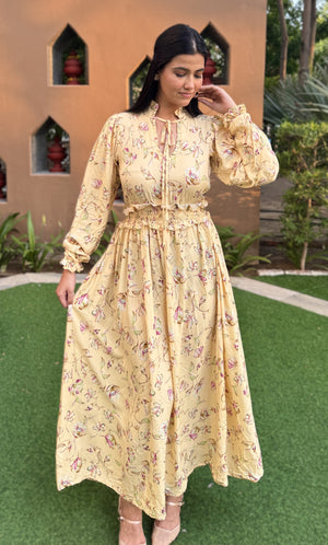 rooshy modest yellow cotton dress