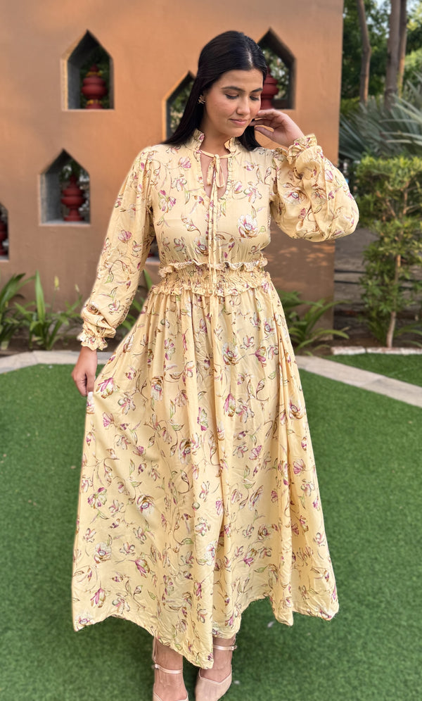 rooshy modest yellow cotton dress