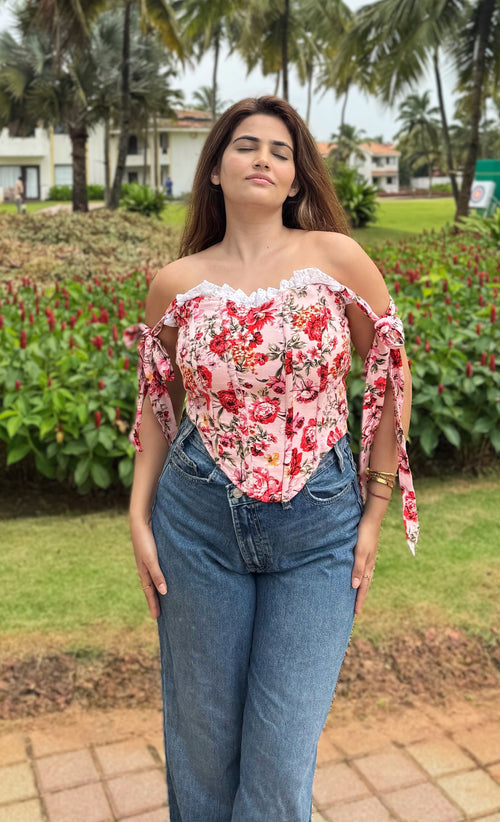 Rooshy fitted floral corset blouse