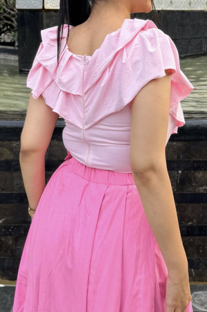 Rooshy Frill pink top