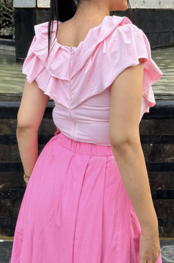 Rooshy Frill pink top
