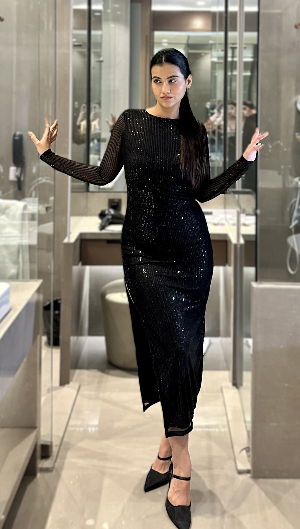 rooshy black sequin dress