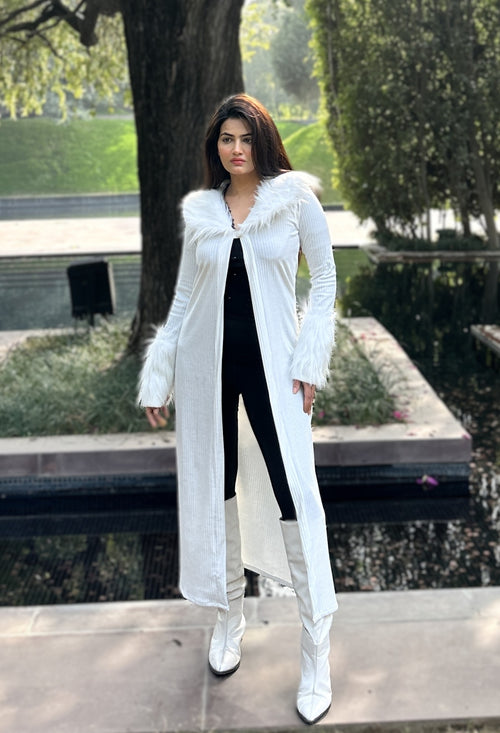 rooshy white ripped fur jacket