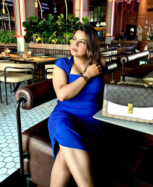 Fine Blue Ruched Dress