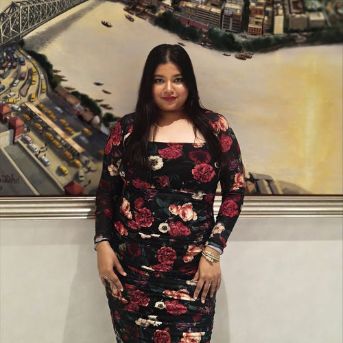 Petal Reverie Ruched Dress