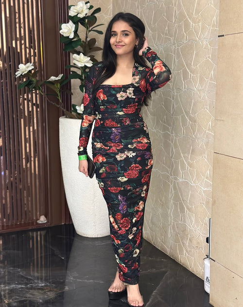 Petal Reverie Ruched Dress