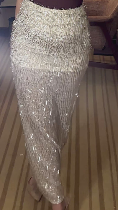 Rooshy embellished midi straight skirt