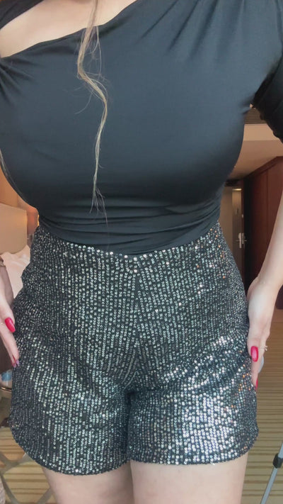 Rooshy high waist shimmer shorts