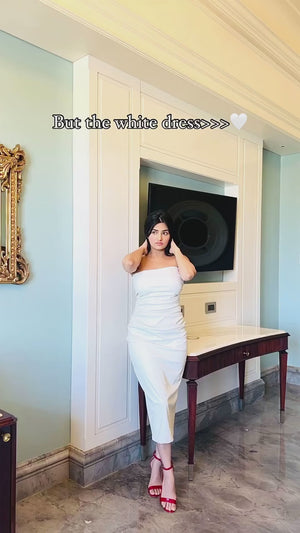rooshy white leather tube dress