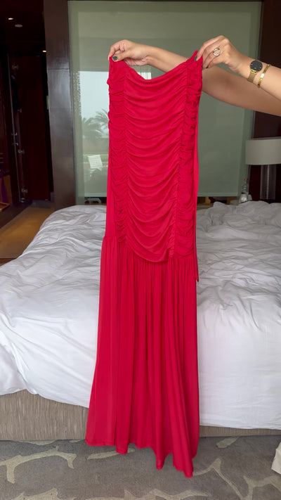 Rooshy cherry red layered dress