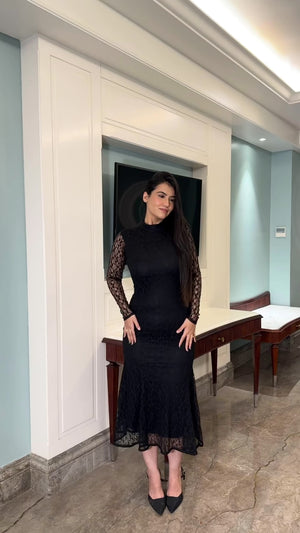 Rooshy lace net flared dress