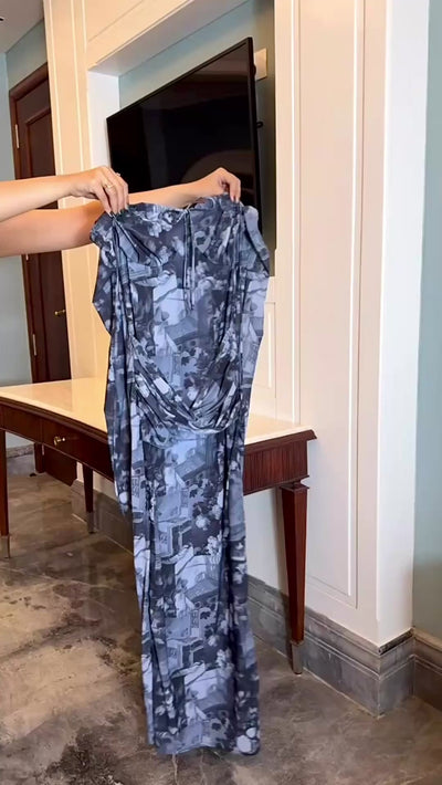 rooshy bodycon ruched printed dress