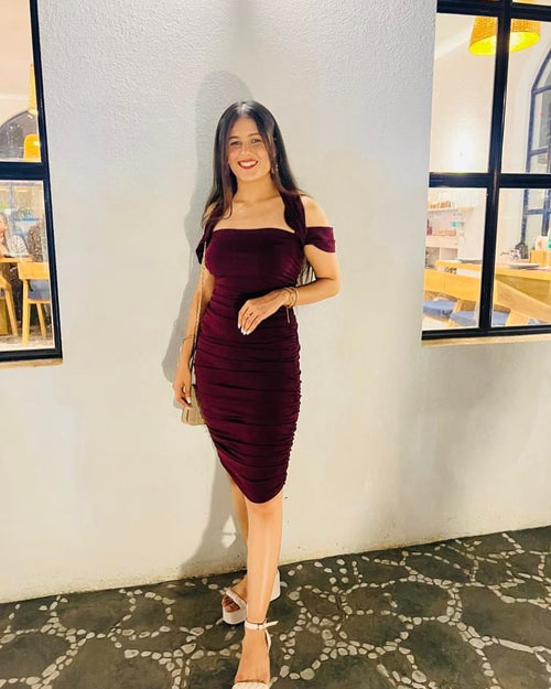 rooshy fine wine ruched dress