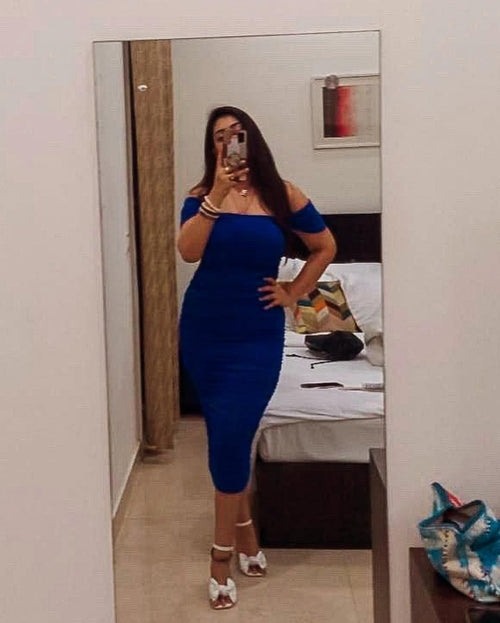 Fine Blue Ruched Dress